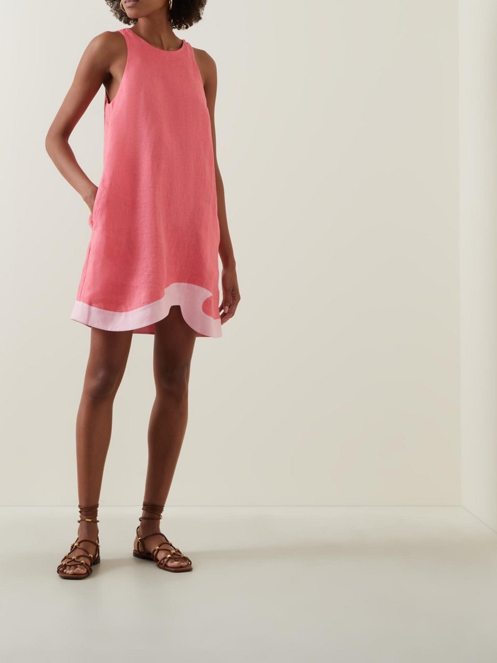 NWOT Staud Allori Pink Linen Mini Dress Size XS